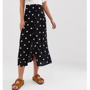 Free people retro love polka dot button midi skirt size 0